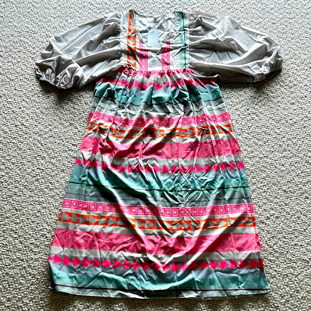 Poly lounge dress in fun color way never worn modal fabric